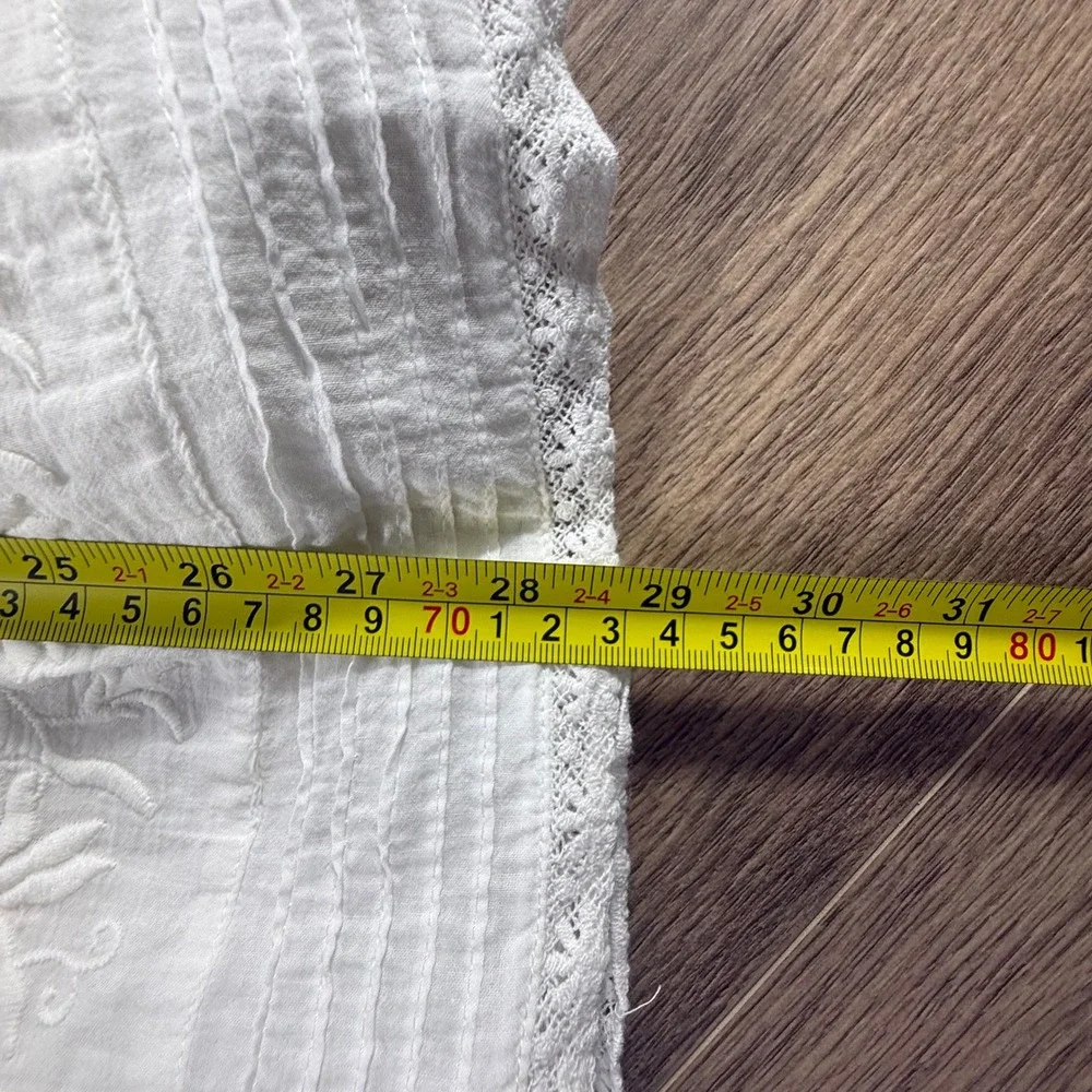 LoveShackFancy White Cotton Embroidered Lace Flutter Sleeve Dress Girls 7-8Y